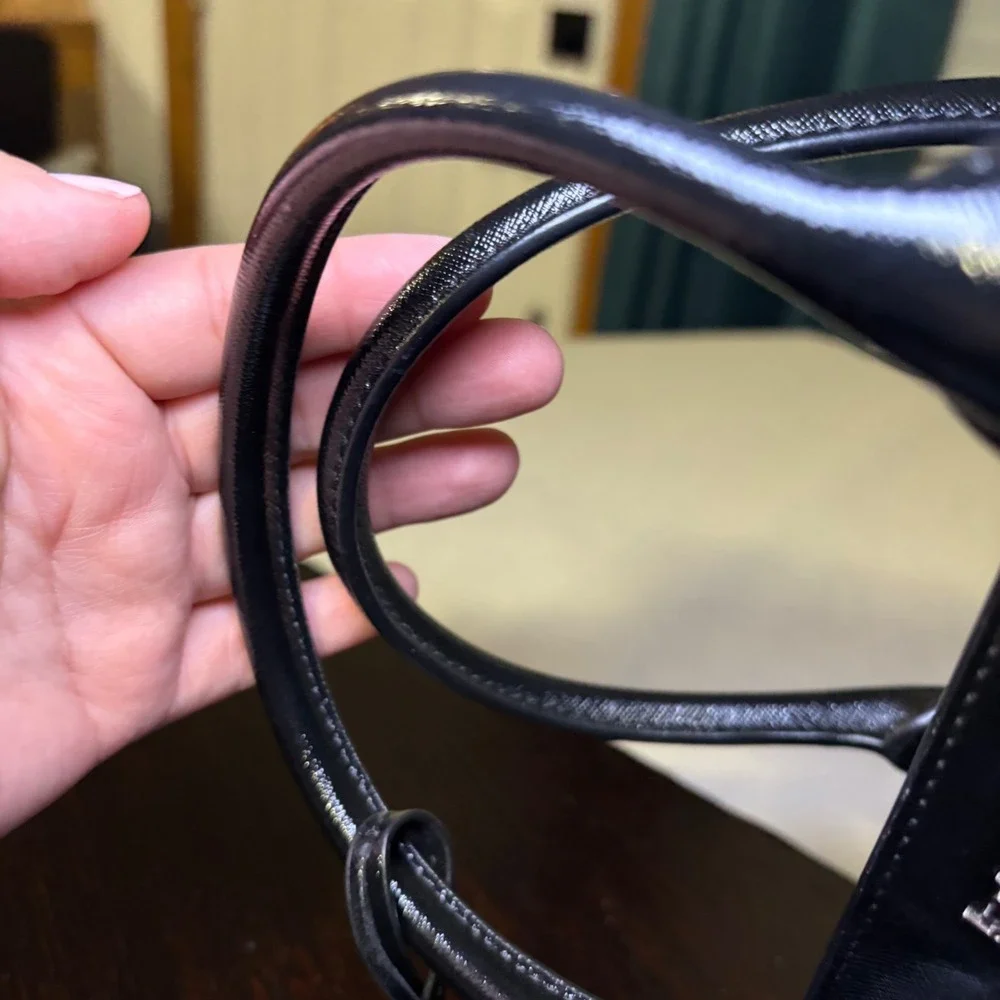 Kate Spade Cameron Navy Glitter Black Saffiano Leather Satchel Crossbody Handbag